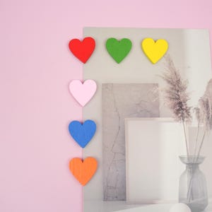 Colourful I LOVE YOU Magnet Set | Cute Wood Heart Decor | Valentine&#39;s Day Gift | Love Heart Fridge Magnet | Notice Board Stationary