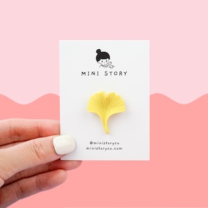 Ginkgo Leaf Pin | Autumn Leaf Brooch | Yellow Fall Leaf Lapel Pin | Cute Botanical Pin | Nature Lover's Accessory
