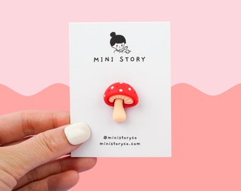 Red Mushroom Pin | Unique Fly Agaric Brooch | Miniature Nature Accessory | Mushroom Lover's Gift | Magic Mushroom Gift