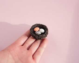 Bird Nest Decor Magnet | Twig Bird Nest with Eggs | Miniature Bird Nest Fridge Magnet | Easter Gift for Nature Lovers | Nature-Themed Gift
