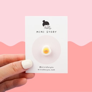 Tiny Fried Egg Pin | Cute Sunny-Side-Up Brooch | Kawaii Miniature Food Lapel Pin | Breakfast Pins | Smiley Egg Pin | Foodie Accessories