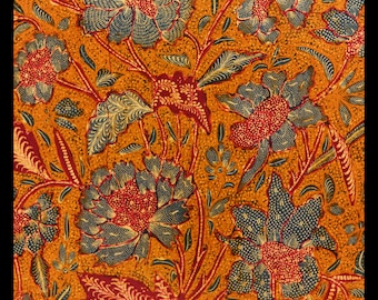 Gesigneerd Tulis Batik SOLO Kain panjang Rok doek, " Tjoa Tjoen Tiang " C. 1960's, Handgetekende batik-Indonesische Batik-Fiber arts-Vintage batik