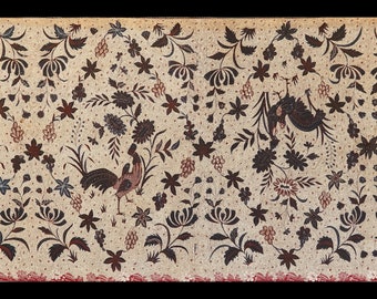 1950s Signed Tulis Batik Kain panjang Skirt cloth, Banjumas. Hand Drawn batik–Indonesian Batik-Fiber arts-Vintage batik