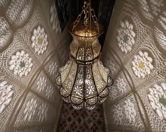 Handmade Brass Moroccan Lantern: Home Decor Light Fixture
