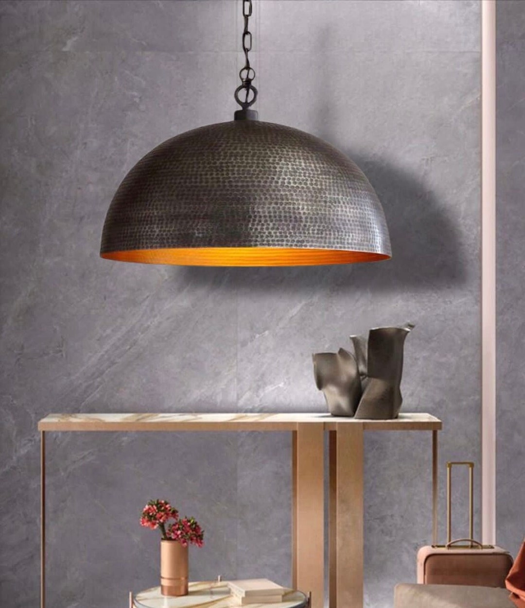 Dome Lampshde Brass Domes Kitchen Island Hammered Dome Etsy