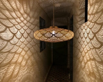 Close bottom lamp , handmade Brass lampshade , Moroccan Handcrafted lamp