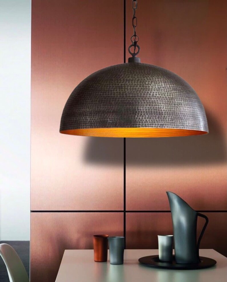 Dome Lampshde Brass Domes Kitchen Island Hammered Dome Etsy