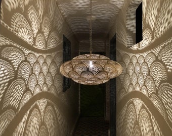 Lampe à fond ouvert, abat-jour en laiton fait main, lampe artisanale marocaine, lampe faite main