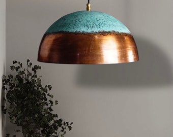 Copper  dome lamp, hanging lampshade , copper  kitchen island, dining dome light, special touch