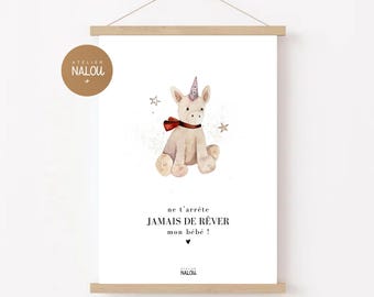 3 Posters Enfant Arc-en-Ciel Licorne 30x40cm - Décoration Chambre Fille - Sans Cadre - Impression Toile