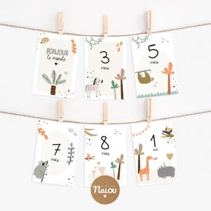 Carte étape 1ère année jungle / Carte étape jungle / Cadeaux naissance