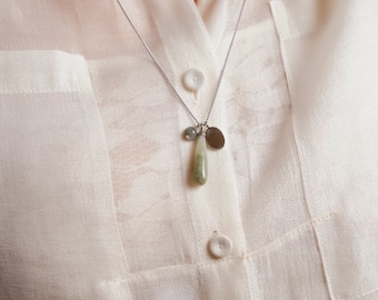 Elegant Nephrite Necklace, 925 Sterling Silver, Stunning Statement Piece for Special Occasions, Perfect Gift for Her