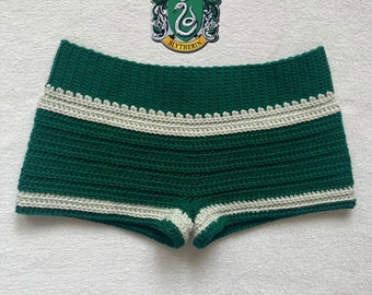 Harry Potter Slytherin Crochet Mini Shorts | Beach Outfit Mini Shorts | Summer Shorts | Y2K Mini Shorts | Low Waisted | Pajamas | Handmade