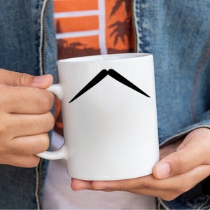 Mug-stache Mustache Coffee Mug | &quot;Fu Manchu Mustache&quot; | 15 oz White | Right-Handed Mug | Left-Handed Mug | Funny Joke Birthday Present