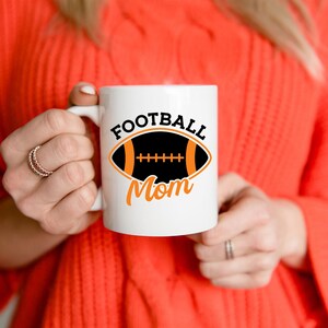Coffee Mug | &quot;Football Mom&quot; | 15 oz White | Right-Handed Mug | Left-Handed Mug | For Mom Gift | Sports Mom Present