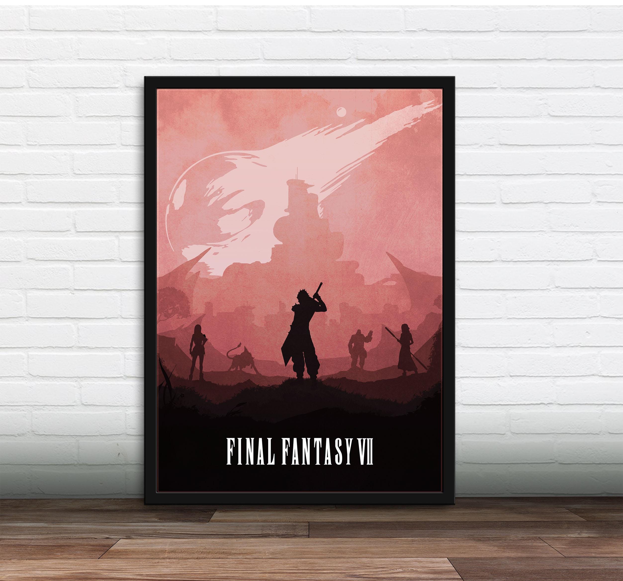 Minimalist Video Game Poster - FF7, Art Print, Gamer Gift, Gift
