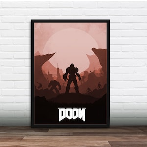 Minimalistisches Videospiel Poster - Doom, Kunstdruck, Gamer Geschenk, Geschenk für Ihn, Geschenk für Sie