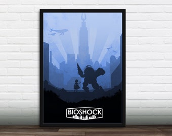 Minimalist Video Game Poster - BioShock, Art Print, Gamer gift, Gift for him, Gift for her