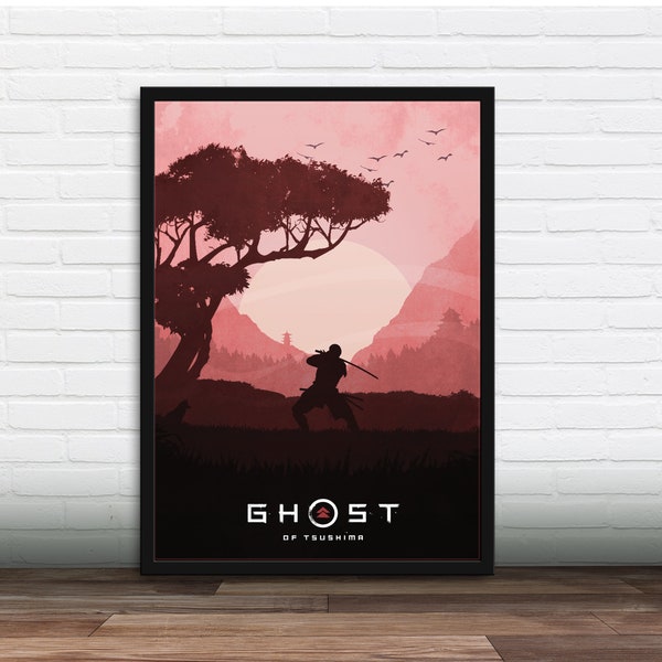 Minimalist Video Game Poster - Ghost of Tsushima, Art Print, Gamer gift, Gift for him, Gift for her