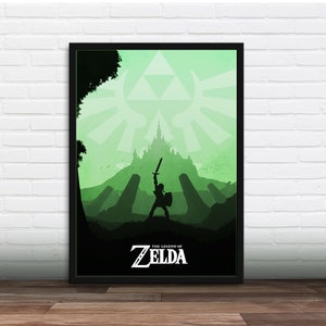Minimalistisches Videospiel Poster - Zelda, Art Print, Gamer Geschenk, Geschenk für ihn, Geschenk für sie