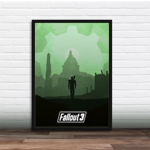 Minimalistisches Videospiel Poster - Fallout 3 , Kunstdruck, Gamer Geschenk, Geschenk für Ihn, Geschenk für Sie
