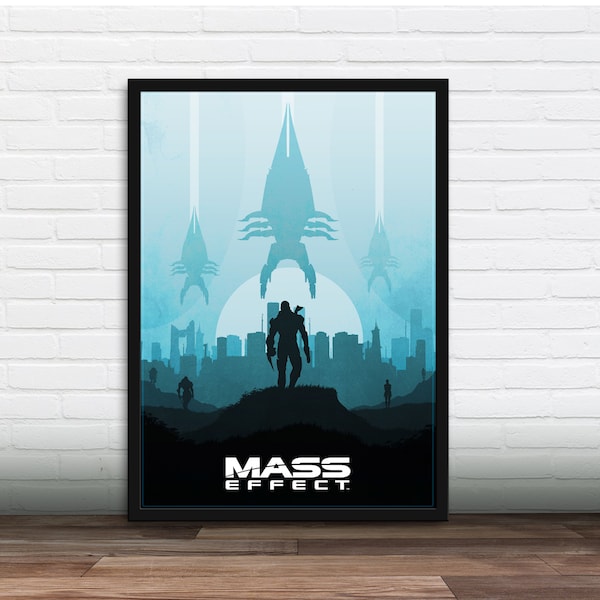 Minimalistisches Videospiel Poster - Mass Effect, Art Print, Gamer Geschenk, Geschenk für ihn, Geschenk für sie