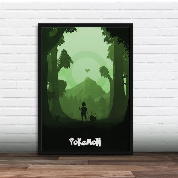 Affiche minimaliste de jeu vidéo - Pokémon, impression d'art, cadeau pour joueur, cadeau pour lui, cadeau pour elle