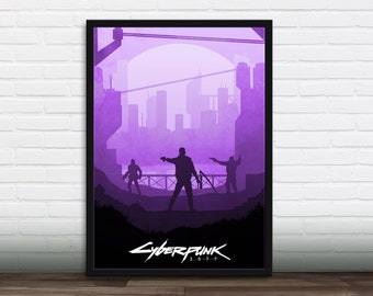 Affiche de jeu vidéo minimaliste - Cyberpunk, Art Print, Cadeau gamer, Cadeau pour lui, Cadeau pour elle