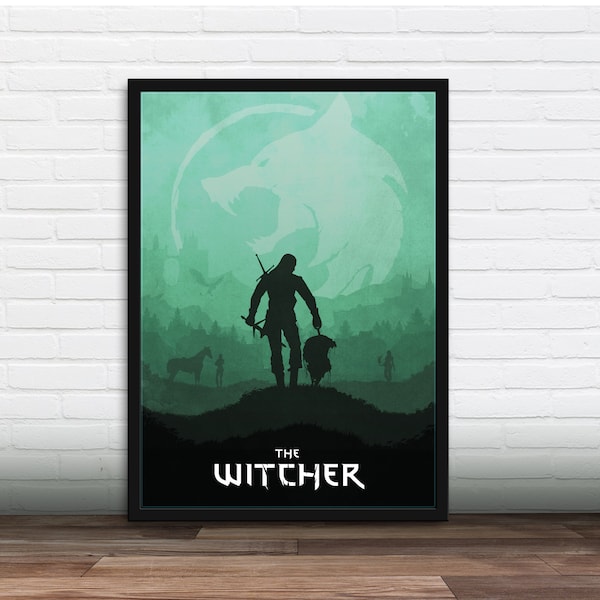 Affiche de jeu vidéo minimaliste - The Witcher, Art Print, Cadeau gamer, Cadeau pour lui, Cadeau pour elle