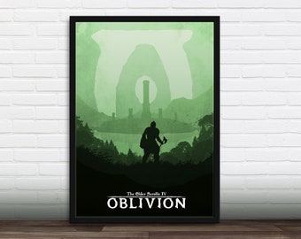 Minimalist Video Game Poster - The Elder Scrolls Oblivion , Art Print, Gamer gift, Gift for him, Gift for her