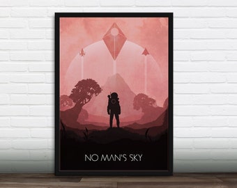 Minimalist Video Game Poster - No Man Sky, Art Print, Gamer gift, Gift for him, Gift for her