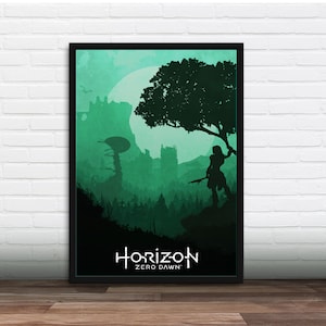 Minimalistisches Videospiel Poster - Horizon Zero Dawn, Kunstdruck, Gamer Geschenk, Geschenk für Ihn, Geschenk für Sie
