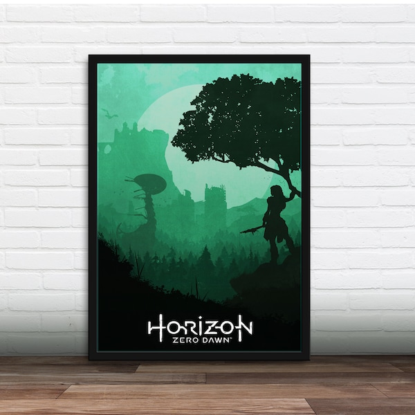 Affiche de jeu vidéo minimaliste - Horizon Zero Dawn, Art Print, Cadeau gamer, Cadeau pour lui, Cadeau pour elle