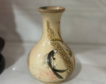 1950s Bien Hoa Pottery Vase – Antique Vietnamese Ceramic, Hand Engraved