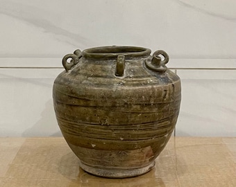 1940s Bien Hoa Pottery Vase – Vietnamese Antique Glazed Ceramic