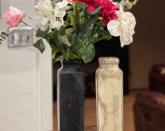 Square high black or antique white glaze traditional shape vase