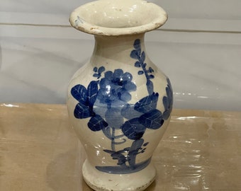 1960s Bien Hoa Pottery Vase – Vietnamese Floral Engraved Ceramic