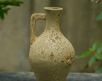 Handmade Ceramic Vase, Unique Antique Finish, 12" Tall