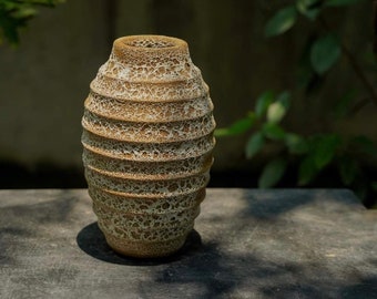 Handmade Ceramic Vase, Antique Style, Vietnamese Artisan Decor