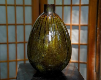 Handmade Ceramic Vase, Antique Dripping Glaze, Vietnamese Artisan Decor
