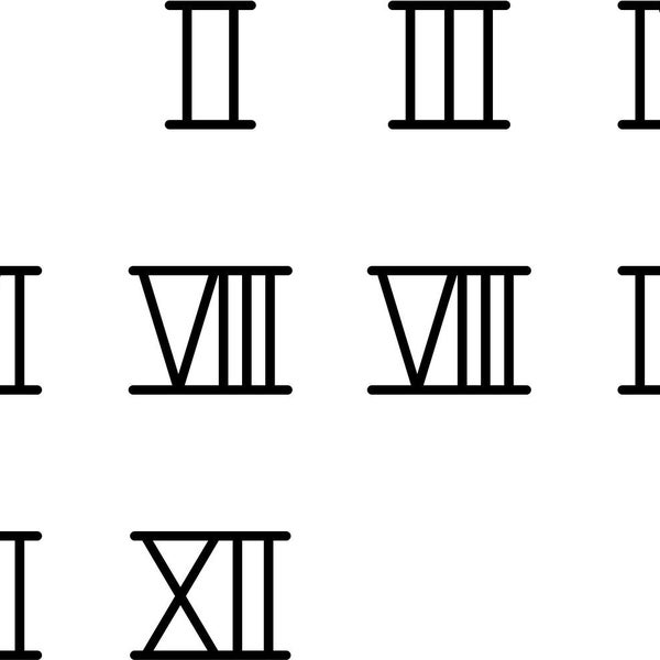 Roman Numerals (1-12) Instant Download - PNG, PDF, JPG, Tiff, Digital Download