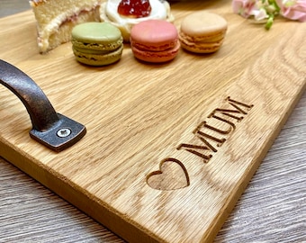 Oak Personalised Afternoon Tea Board | Handmade Afternoon Tea Board | Engraved Gift | Bespoke Serving Boards