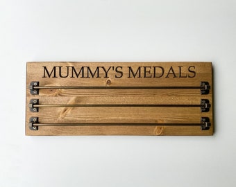 Personalised Pine Medal Display Rail | Engraved Medal Hanger | Bespoke Medal Holder | Handmade Gift