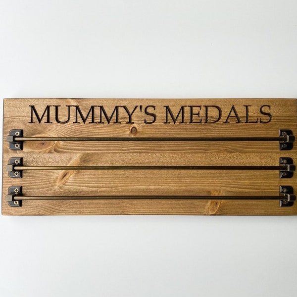 Personalised Pine Medal Display Rail | Engraved Medal Hanger | Bespoke Medal Holder | Handmade Gift