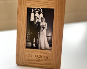 Engraved Oak Photo Frame | Personalised Photo Frame | Bespoke Photo Frame | Handmade Picture Frame | Portrait Picture Frame