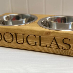 Large Personalised Pine Dog Bowl Feeder Wooden Dog Bowl Feeder Handmade Dog Bowl Feeder Bespoke Engraved Dog Bowl image 8