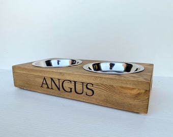 Personalised Cat/Small Dog Bowl Feeder | Engraved Pet Feeder | Handmade Pet Water Bowls | Bespoke Gift | Personalised Pet Products