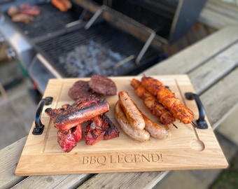 Solid Oak Chopping Board With Handles | Steak  | Sunday Roast | BBQ | Handmade | Personalised