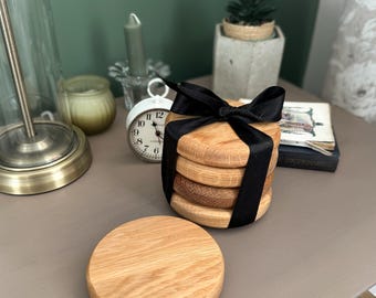 Chunky Oak Coasters | Handmade Gift | Pack of Four Chunky Oak Coasters | Bespoke Homeware