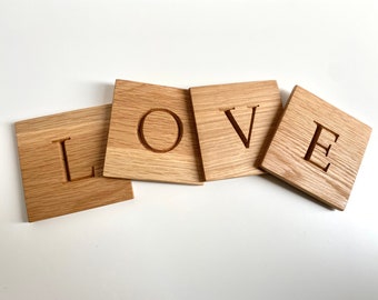 Oak Engraved Coasters | Handmade Gift | Personalised Coasters | Bespoke Homeware